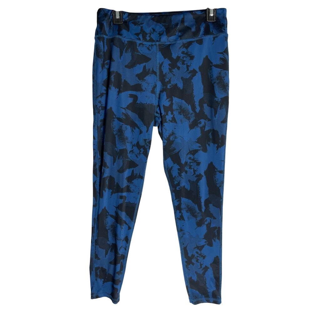 Everlast Leggings Womens Size L Blue Pull On Athleisure All Over Floral Pint Gym